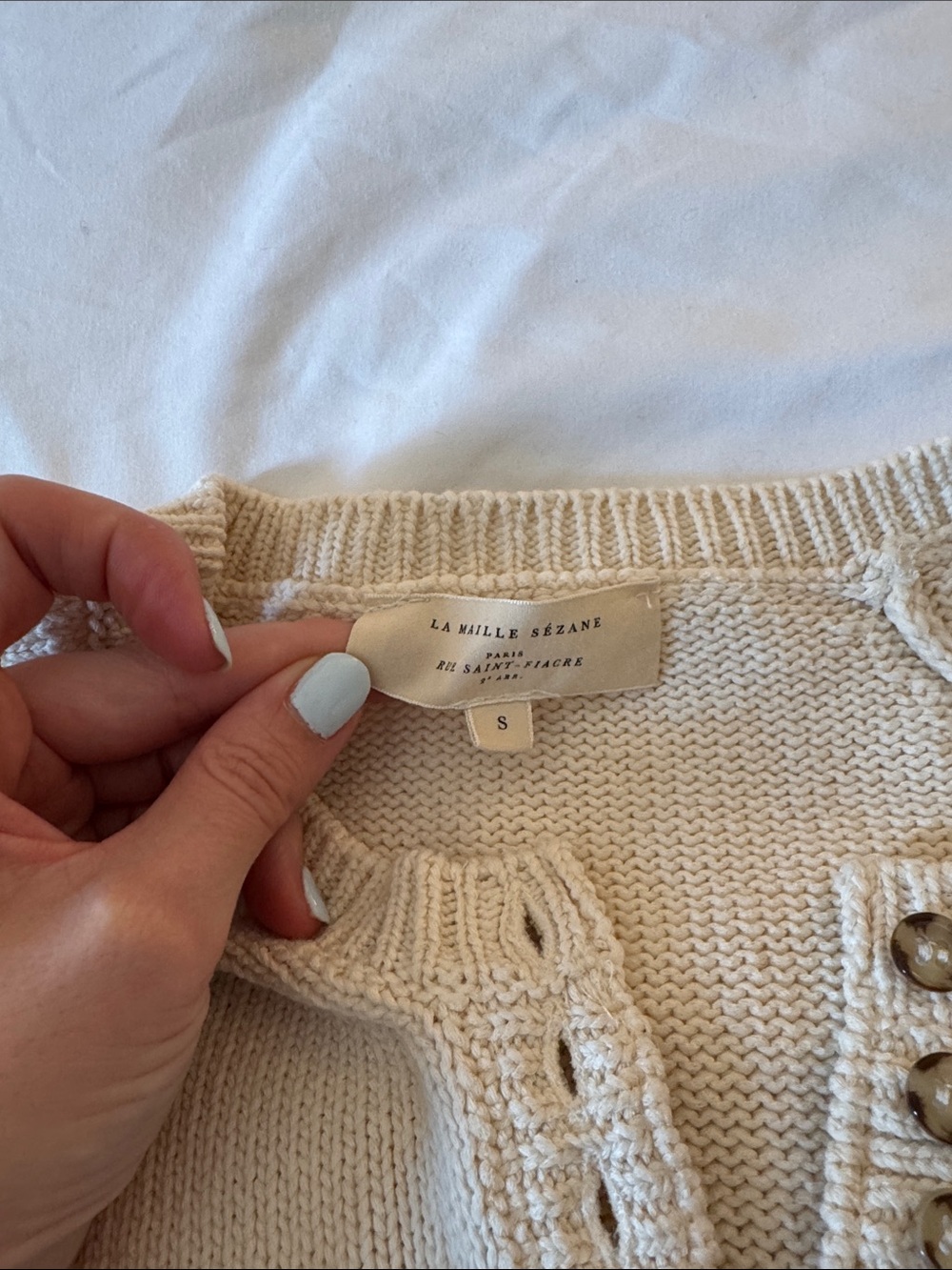 Sezane Cream Sweater with Black Stripes - Picture 2 of 2